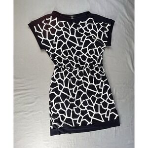 Alfani Graphic Puzzle Black and White Dress Women's PS Geometric Giraffe Print